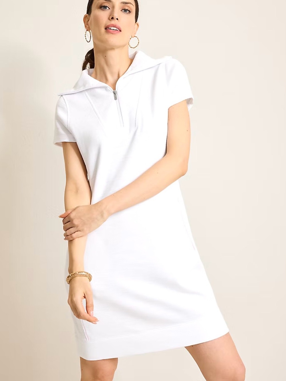 Tommy Bahama Tobago Bay White Half Zip Dress L NWT Pockets Collared Resort